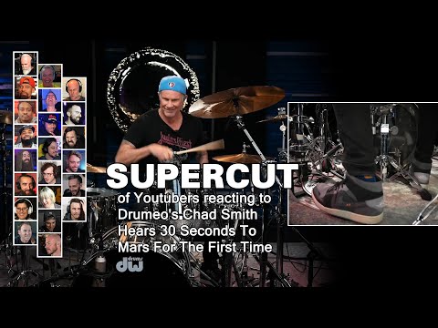 Supercut of Youtubers reacting to Drumeo's Chad Smith Hears 30 Seconds To Mars For The First Time