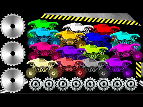 Monster Truck Escape From Giant Saw Chasing - Who Can Survive?