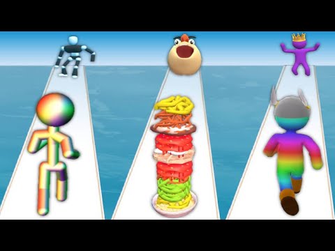 TALL MAN RUN vs NOODLE RUN vs GIANT RUSH - Triple Satisfying Mobile games ( android / ios )