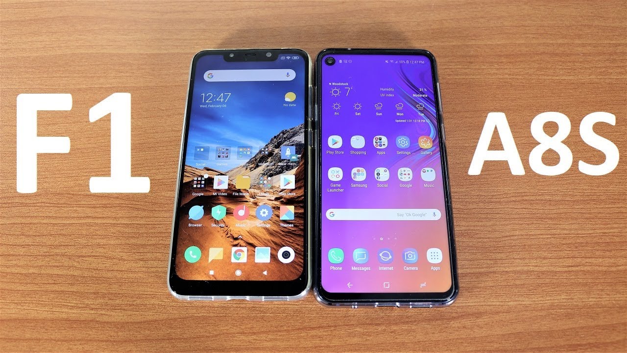 Pocophone F1 Android 9.0 Vs Galaxy A8s 2019 Speed Test