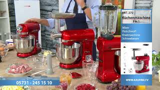 BEM Alex Küchenmaschine 3 in 1 mit Zubehör aus Edelstahl 5 Liter in rot