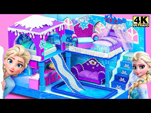 DIY Elsa Frozen Dollhouse with Slide & Luxury Bedroom for my Friend ❄️👑 | DIY Miniature House