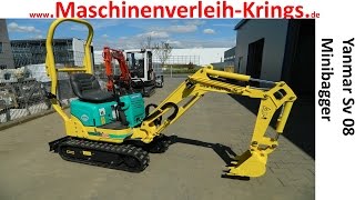 preview picture of video 'Yanmar Sv 08 minibagger leihen mieten Krings Bonn Bornheim Köln Bagger Hennef Maschinenverleih'