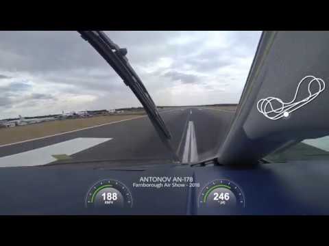 Demo flight  of Antonov AN-178 at Farnborough Air Show 2018