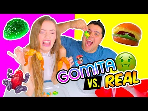 GUMMY vs REAL FOOD ¡EXTREMO! 🤢 Comer Ranas, Cerebro Y Ojos!!! ¡ASCO! | Katie Angel
