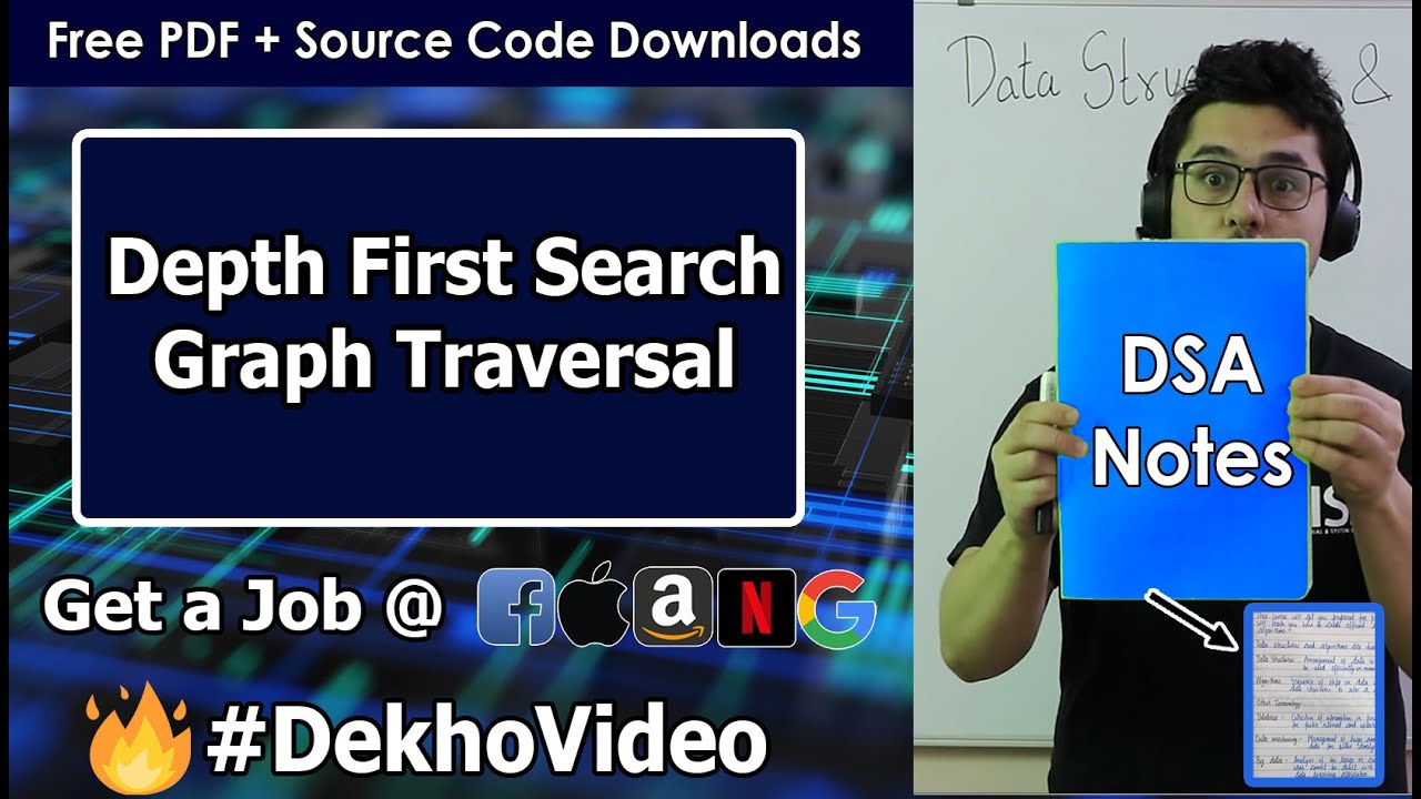 Video thumbnail for Depth First Search (DFS) Graph Traversal in Data Structures