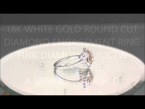 18K WHITE GOLD ROUND CUT DIAMOND ENGAGEMENT RING PINK DIAMOND 1.80CTW - ASW - 726N