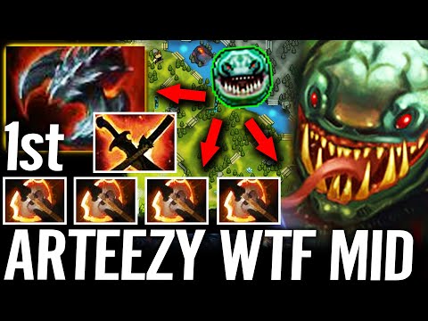 🔥 ARTEEZY 100% New MID Hero - FURY Tidehunter + Satanic 1st WTF RAID BOSS Meta 7.30 Dota 2 Pro
