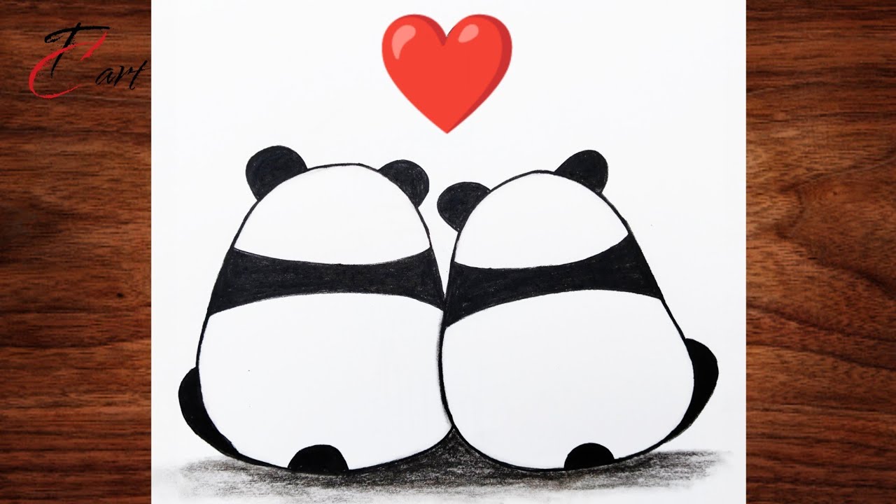 How to Draw Cute Couple Pandas 🐼❤️ | Easy Love Drawing for Beginners | Pencil Sketch Art