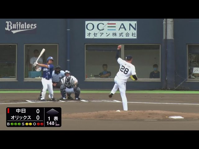 【ファーム】バファローズ・富山が直球でドラゴンズ・根尾から空振り三振を奪う!! 2020/7/17 B-D(ファーム)