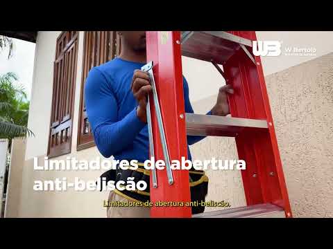 Escada Tesoura Dupla em Fibra 12 Degraus 3,60 Metros WBERTOLO-TAFD-12 - Vídeo
