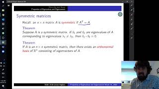 Math 1410 Lecture for March 31: Properties of Eigenvalues and Eigenvectors