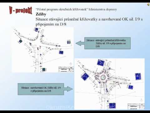 Zdiby okružní křižovatka silnice I/9 s připojením na D8