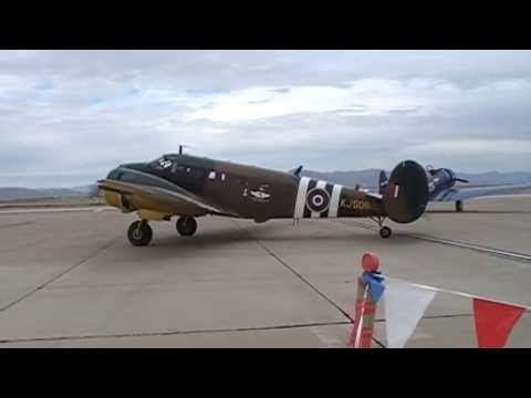 Beechcraft C-45 Expediter Engine Starts And Fly-By's
