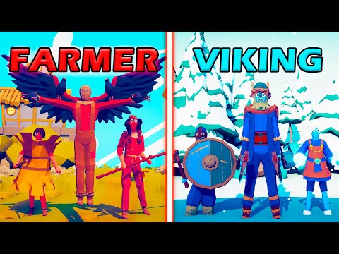 FARMER TEAM vs VIKING TEAM - Totally Accurate Battle Simulator | TABS