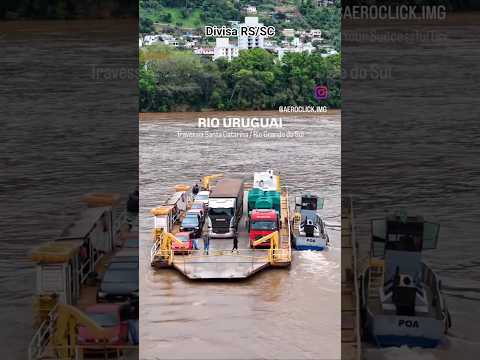 Travessia de balsa entre o RS e SC sobre o Rio Uruguai #sul #oestecatarinense #chapeco #riouruguay