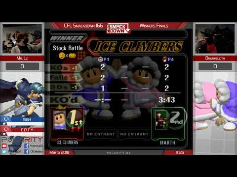 CFL Smackdown 166 Melee - MrLz (Marth) vs Drunksloth (ICs) - Losers Semis