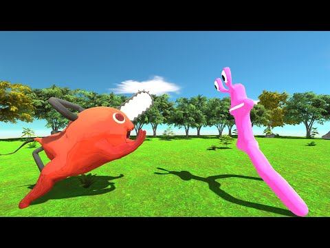 Who Will Win? Pochita vs Rainbow Friends Pink - Animal Revolt Battle Simulator