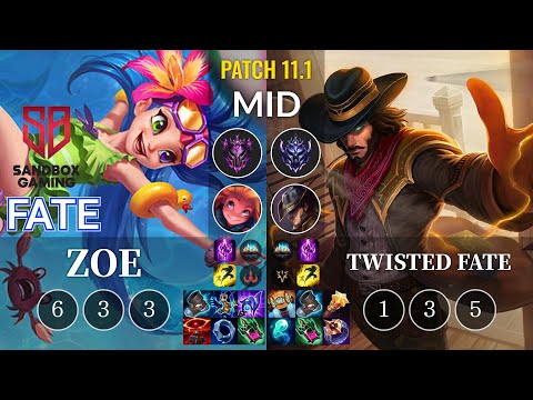 SB FATE Zoe vs Twisted Fate Mid - KR Patch 11.1