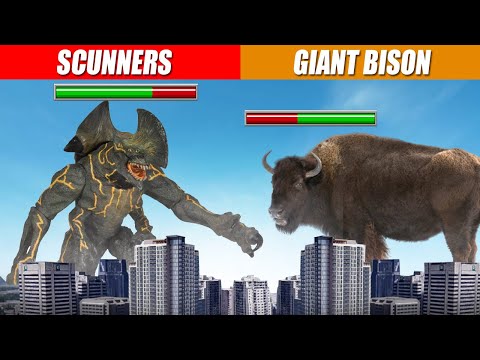 Giant Bison vs Scunner With Healthbar | SPORE