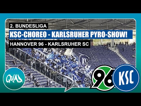 KSC-Fans Choreo & Pyro in Hannover | Hannover 96 vs. Karlsruher SC | 30.10.2022