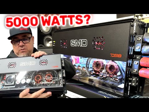 The new SMD 5000.1D monoblock car audio amp with clear top & LED lights rated 5,000 Watts