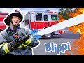 Blippi Visits A Firetruck Station Full Episode Trains For Children Train Song Moonbug For Kids