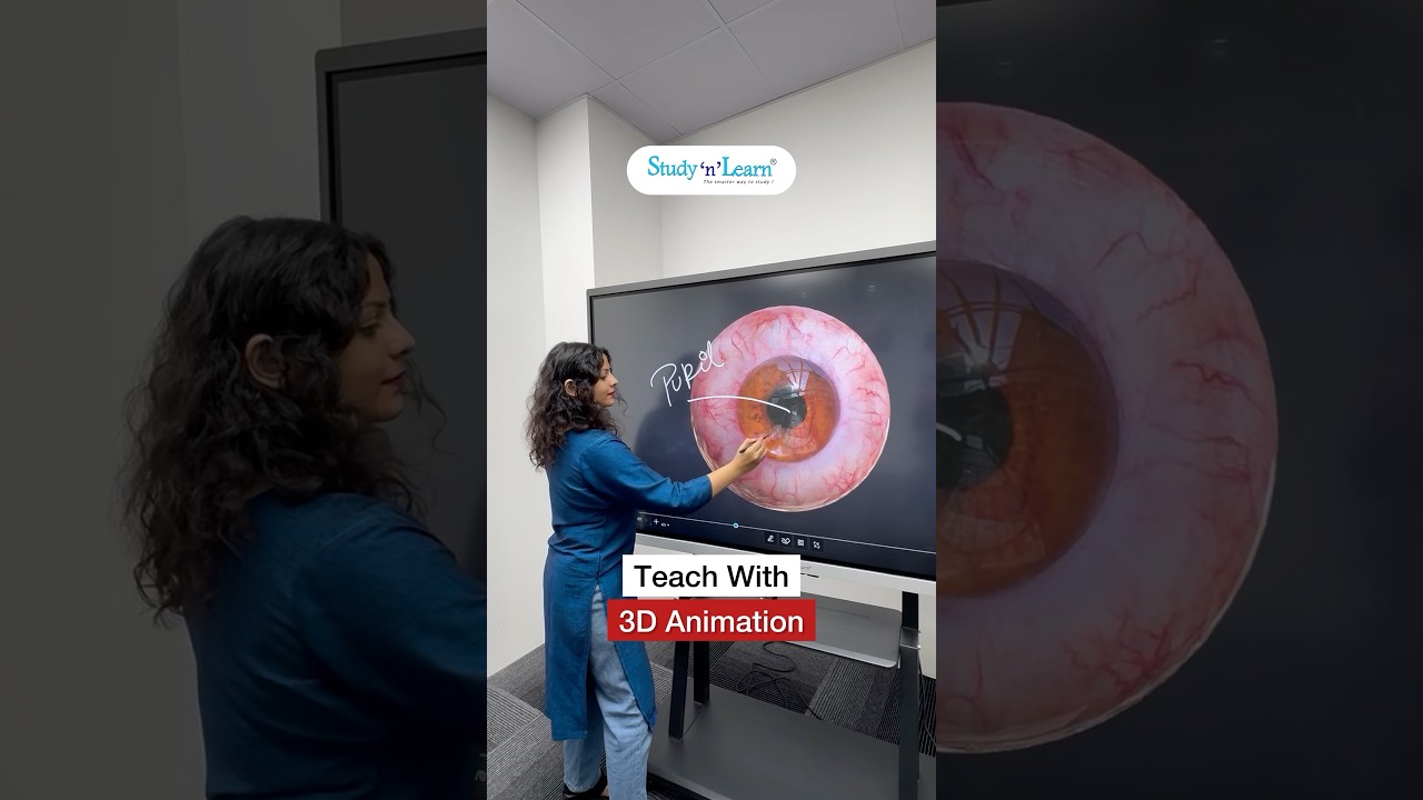 Digital Board With 3D Animation - Human Eye 3D Animation On Smart Board For Teaching In Classroom