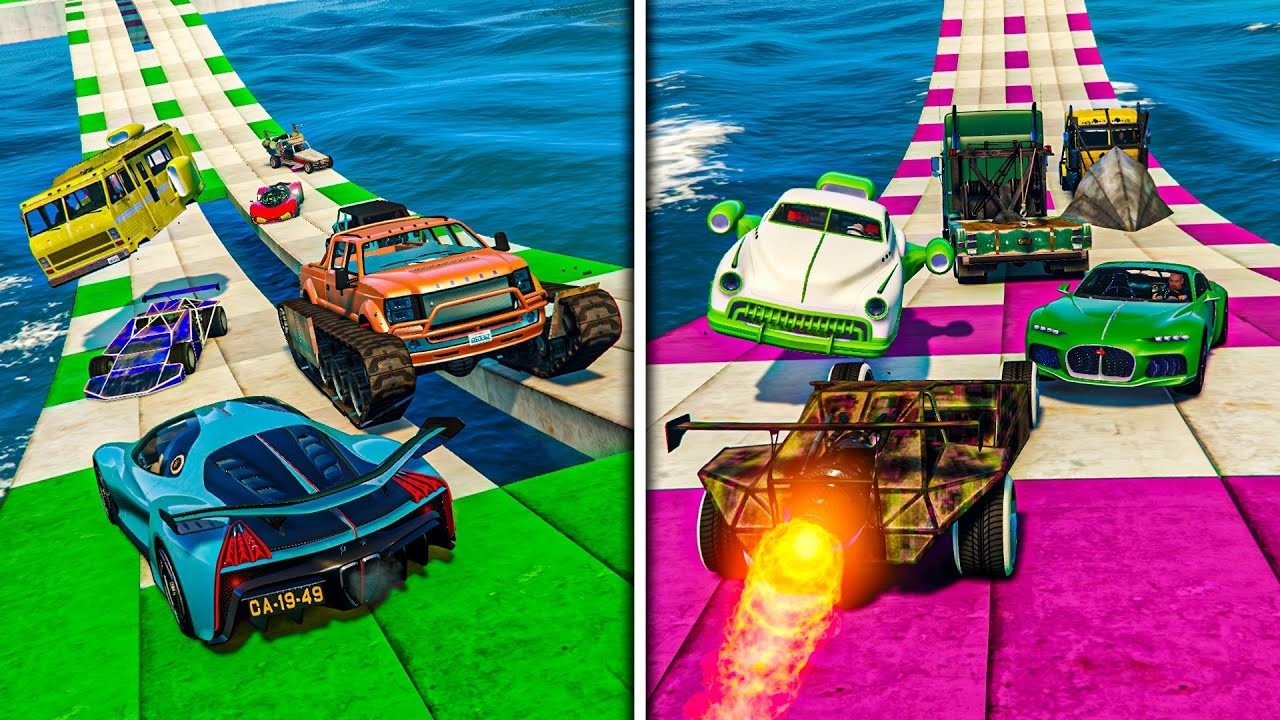 CARA A CARA PERO CON COCHES ALEATORIOS! AL AGUA!! - GTA 5 ONLINE