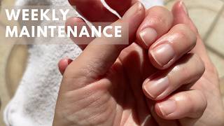 Nail technician does her own DIY manicure. (Care is more important than correction)