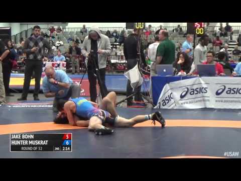 66 Round of 32 - Jake Bohn, Michigan Wrestling vs Hunter Muskrat, Oklahoma City WC
