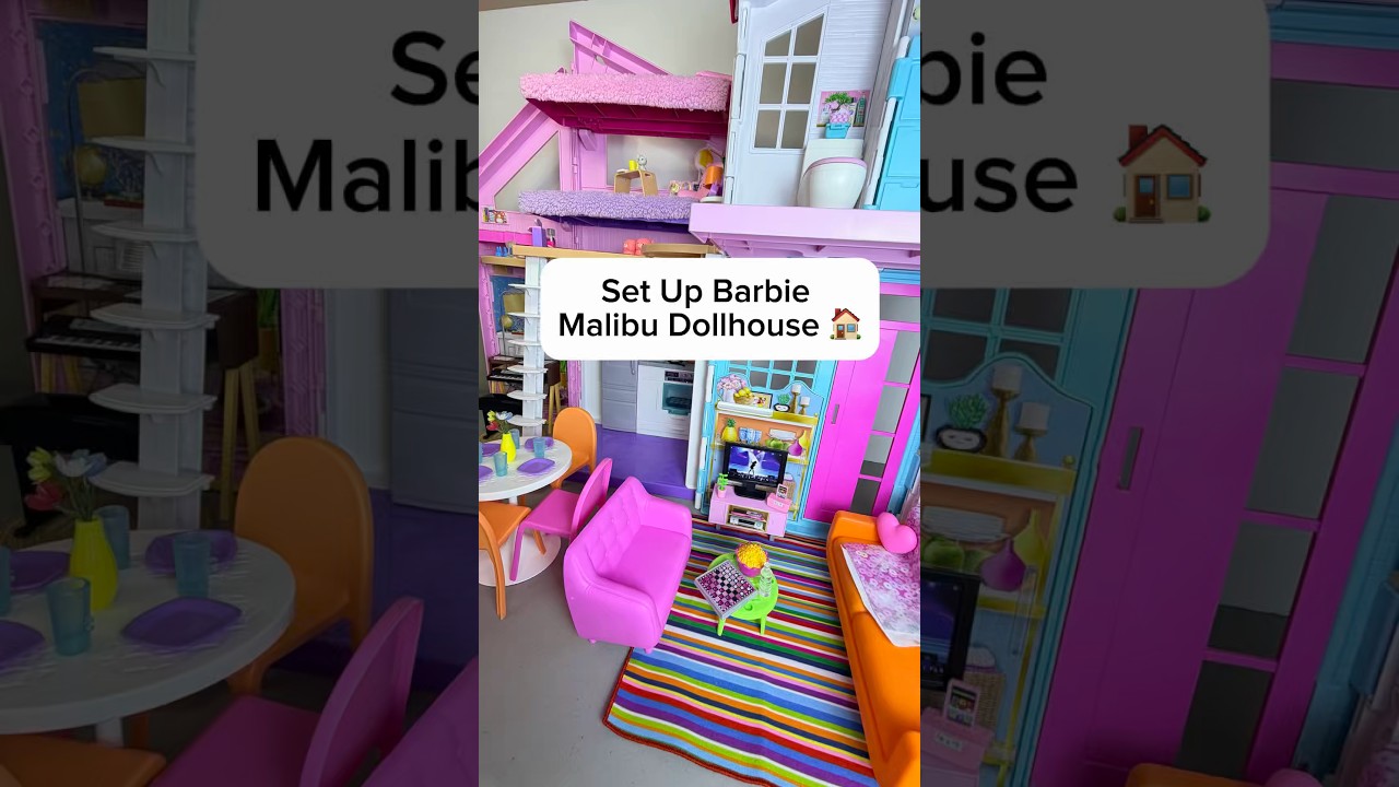 Set Up Malibu Dollhouse 🏠@Barbie  #shortsfeed #shorts #asmr #asmrsounds #barbie #miniature #toys