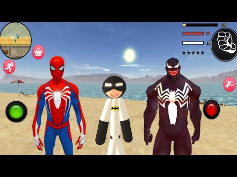 Süper Kahraman Çöp Adam - Batman Stickman Rope Hero Spider Gangstar Crime #1 - Android Gameplay