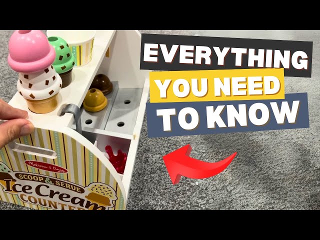 Vídeo relacionado con MELISSA & DOUG - Puesto de Helados Madera 28 Piezas: Heladería con 8 Bolas de Helado, Conos y Más - Juguetes Niños 3 Años, Regalo Niño 3 Años, Accesorios Cocinita Infantil