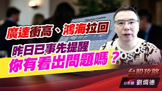 廣達衝高、鴻海拉回，昨日已事先提醒，你有看出問題嗎？｜台股攻略｜劉烱德 (圖)