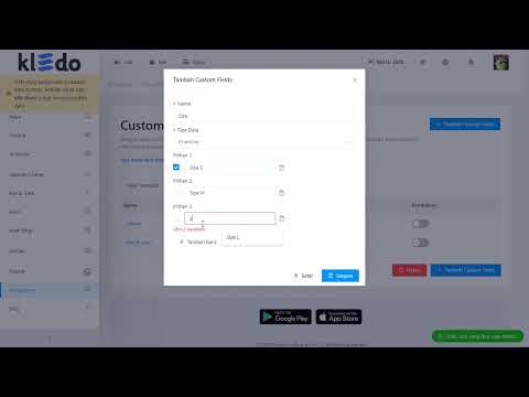 Fitur Checklist dan Setting Custom Fields untuk Menu Pembelian