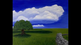 BEGINNER Acrylic Painting / Time Lapse / ONLY Primary Colors - "As Far As The Eye Can See"