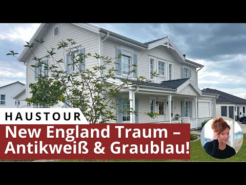 New England dream house in antique white with gray-blue accents 🏡 – complete house tour & all mat...