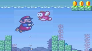 Super Mario 3 Mario Forever - Gameplay - World2 Yoshi Island - Flower Garden Theme - Underwater Lev.