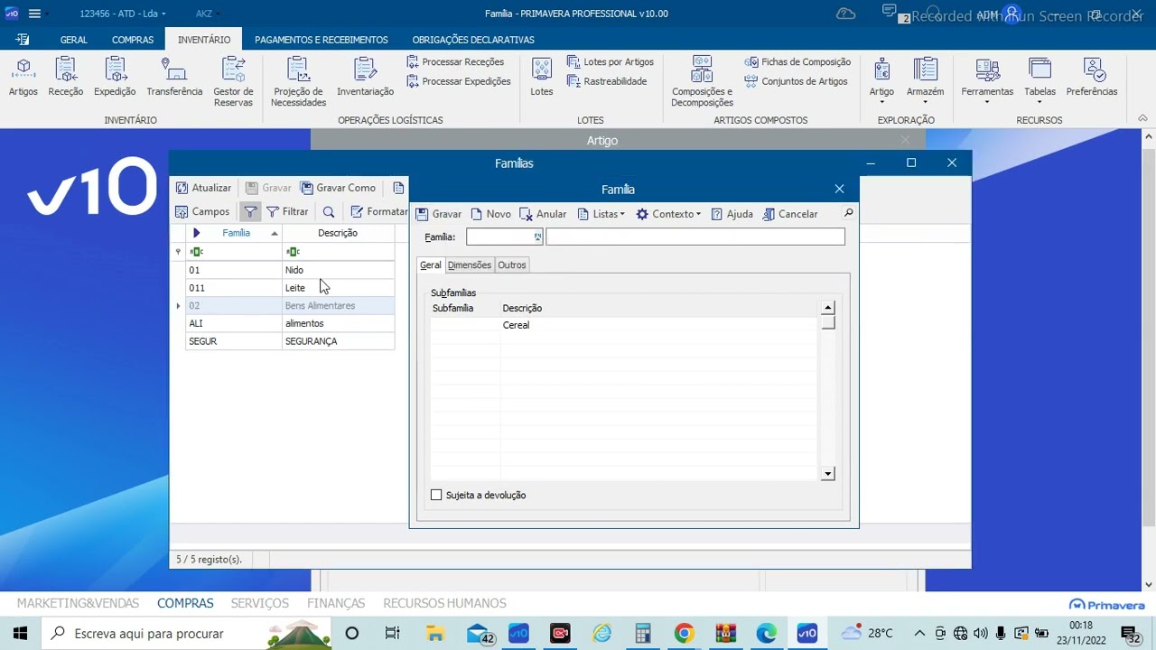 Aula n° 4 Criação de Artigos/Ficha de artigos no ERP Primavera V.10