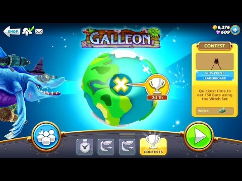 Galleon Map New Live Contest 150 Bats (WIN PREMIUM BROOMSTICK) - Hungry Shark World