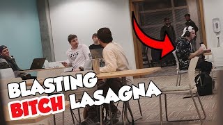 Blasting BITCH LASAGNA in the Library PRANK to stop T-Series