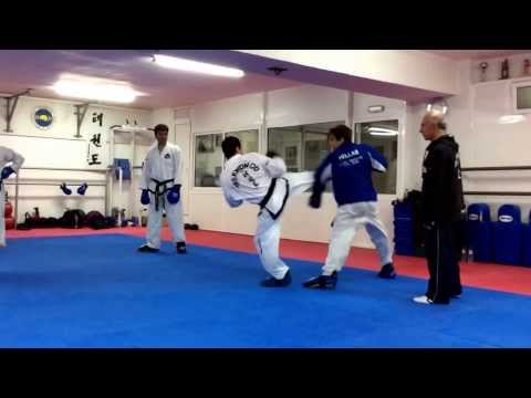 Master  Vasilis Alexandris teaching ITF Taekwon-do advanced sparring class.