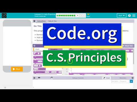 Code.org Lesson 3.10 Lists Practice | Tutorial with Answers | Unit 5 C.S. Principles 2022