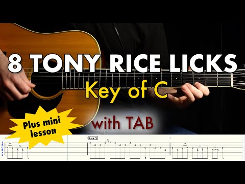 8 Tony Rice Licks in C // Bluegrass Guitar Lesson w/ TAB