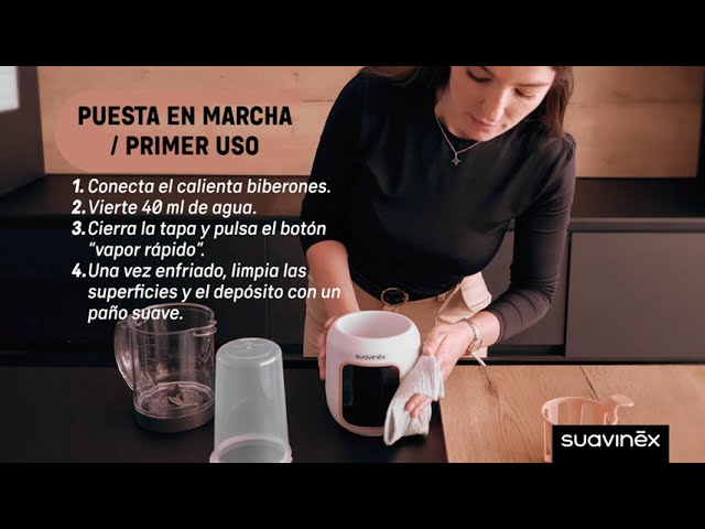 Vídeo relacionado con Suavinex, Calientabiberones y Esterilizador 2 en 1, Esteriliza Biberones y Chupetes, Calienta y Descongela Biberones, Leche Materna y Potitos, con Modo Rápido y Apagado Automático, Fácil de Usar