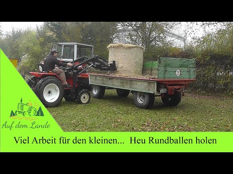 Viel Arbeit für den kleinen...💪 Heu Rundballen holen 🐐