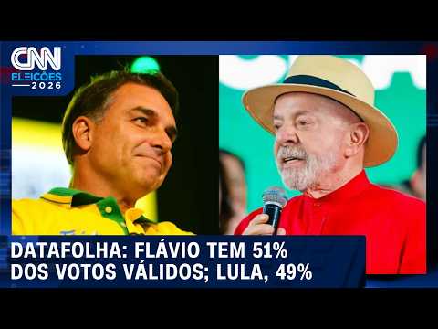 Datafolha: Flávio tem 51% dos votos válidos no 2º turno; Lula, 49% | CNN ELEIÇÕES