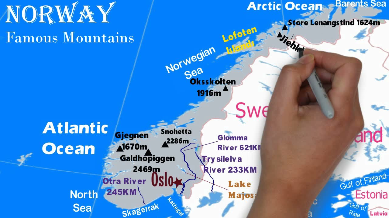 Physical Geography of Norway / Key Physical Features of Norway / Map of Norway/A Series of World Map