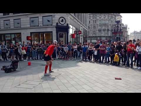 Freestyle football performance London Leicester square 2018